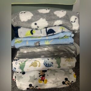 Assorted Baby Blankets with Fun Patterns 7 total